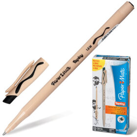 Ручка стираемая шариковая PAPER MATE &quot;Replay&quot;, ЧЕРНАЯ, корпус бежевый, узел 1,2 мм, линия письма 1 мм, S0190784