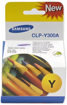 Картридж лазерный SAMSUNG (CLP-Y300A) CLP-300 и другие, желтый, оригинальный, ресурс 1000 стр.