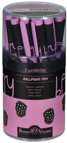 Ручка шариковая BRUNO VISCONTI FunWrite, СИНЯЯ, "Ягоды. Графика. Ежевика", линия письма 0,38 мм, 20-0212/97