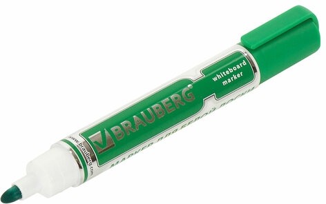 Маркер стираемый для белой доски ЗЕЛЕНЫЙ, BRAUBERG "Neo", 5 мм, с клипом, 150490
