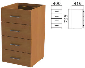 Тумба (каркас БЕЗ КРЫШКИ) приставная &quot;Монолит&quot;, 400х416х728 мм, 4 ящика, орех гварнери, ТМ05.3