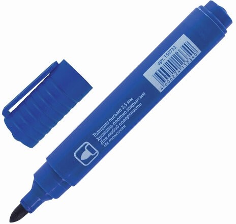 Маркер перманентный (нестираемый) STAFF "Basic" PM-733, СИНИЙ, круглый наконечник, 2,5 мм, 150732