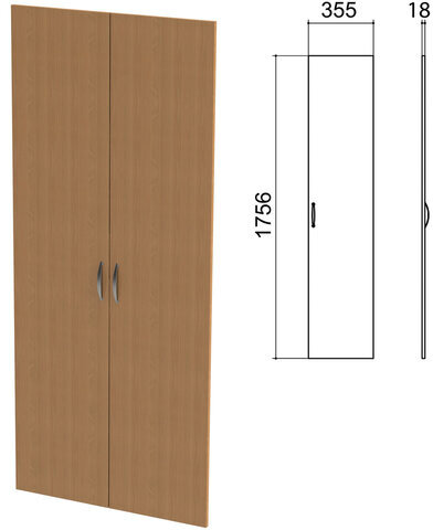 Дверь ЛДСП высокая "Эко", КОМПЛЕКТ 2 шт., 355х18х1756 мм, бук бавария, 402899, 402899-550