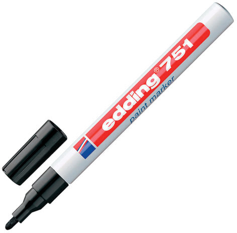 Маркер-краска лаковый EDDING 751, 1-2 мм, ЧЕРНЫЙ, круглый наконечник, алюминиевый корпус, E-751/1