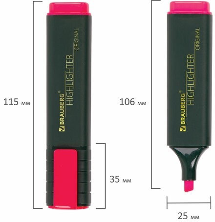 Текстовыделитель BRAUBERG "ORIGINAL", РОЗОВЫЙ, линия 1-5 мм, 151683