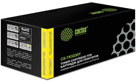 Картридж лазерный CACTUS (CS-TK5230Y) для Kyocera M5521cdn/M5521cdw/P5021cdn, желтый, ресурс 2600 страниц