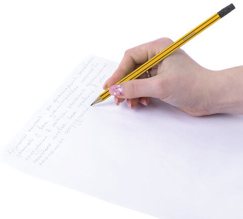 Карандаш чернографитный BRAUBERG, 1 шт., НВ, с ластиком, корпус желтый с черными полосами, заточенный, 180614