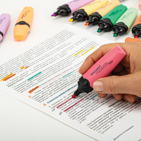 Набор текстовыделителей 24 ЦВЕТА на подставке, BRAUBERG "DELTA", 15 пастельных цветов + 9 неоновых цветов, линия 1-5 мм, 152506