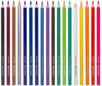 Карандаши цветные BRAUBERG PREMIUM, 18 цветов, шестигранные, грифель мягкий 3,3 мм, 181657