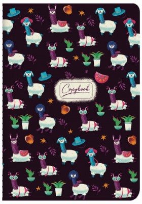 Тетрадь 40 л. в клетку обложка SoftTouch, бежевая бумага 70 г/м2, сшивка, А5 (147х210 мм), ЗАБАВНЫЕ ЛАМЫ, BRAUBERG, 403786