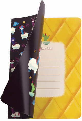 Тетрадь 40 л. в клетку обложка SoftTouch, бежевая бумага 70 г/м2, сшивка, А5 (147х210 мм), ЗАБАВНЫЕ ЛАМЫ, BRAUBERG, 403786