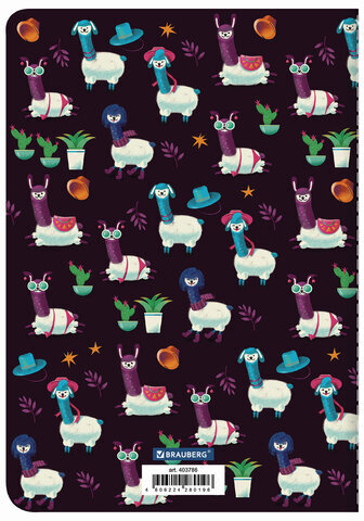 Тетрадь 40 л. в клетку обложка SoftTouch, бежевая бумага 70 г/м2, сшивка, А5 (147х210 мм), ЗАБАВНЫЕ ЛАМЫ, BRAUBERG, 403786