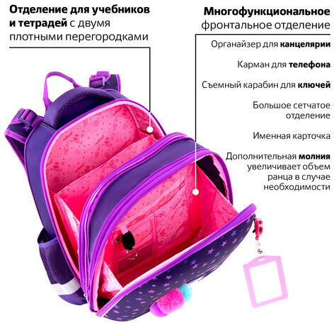 Ранец ЮНЛАНДИЯ EXTRA, с дополнительным объемом, "Penguin", 38х29х18 см, 270673