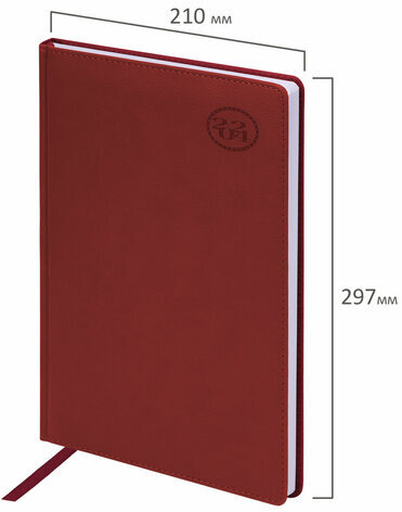 Ежедневник датированный 2024 БОЛЬШОЙ ФОРМАТ 210х297 мм А4, BRAUBERG "Favorite", под кожу, бордо, 114772