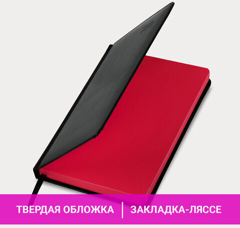 Ежедневник датированный 2024 А5 138x213 мм, BRAUBERG "Rainbow", под кожу, черный, 114872