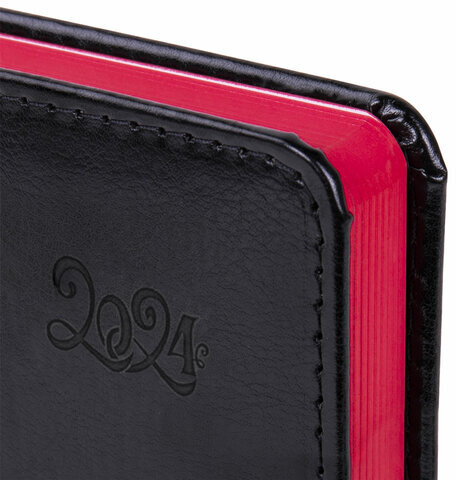 Ежедневник датированный 2024 А5 138x213 мм, BRAUBERG "Rainbow", под кожу, черный, 114872