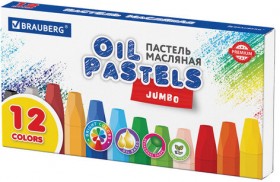 Пастель масляная восковые мелки утолщенные 12 цветов, BRAUBERG PREMIUM, 272711