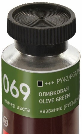 Краска масляная художественная BRAUBERG ART PREMIERE, 46 мл, проф. серия, ОЛИВКОВАЯ, 191436