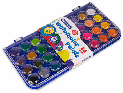 Краски акварельные BRAUBERG "PREMIUM" 36 цветов, круглые кюветы 23 мм, пенал, 191746