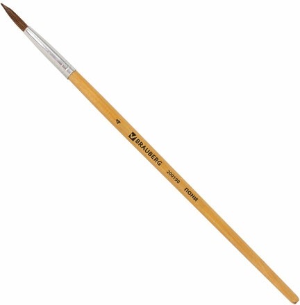 Кисть BRAUBERG, пони, круглая, № 4, 200190