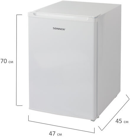 Холодильник SONNEN DF-1-08, однокамерный, объем 76 л, морозильная камера 10 л, 47х45х70 см, белый, 454214