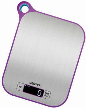 Весы кухонные CENTEK CT-2461, электронный дисплей, max вес 5 кг, тарокомпенсация, пластик/сталь