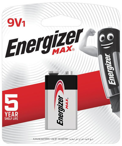 Батарейка ENERGIZER Max, Крона (6LR61, 6LF22, 1604A), алкалиновая, 1 шт., в блистере, E301531801