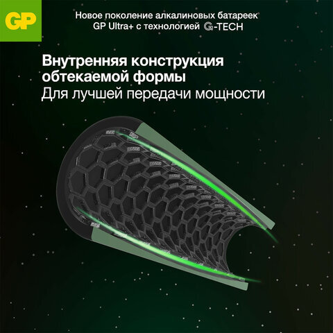 Батарейки КОМПЛЕКТ 2 шт., GP Ultra Plus G-Tech, AA (LR6), алкалиновые, пальчиковые, 15AUPA21-2CRSB2