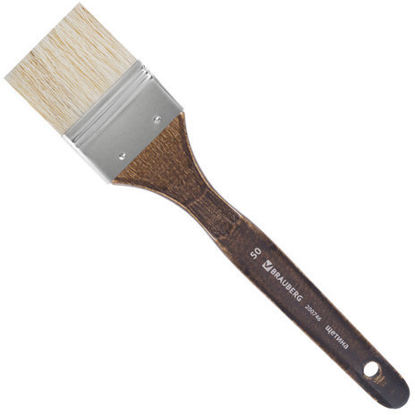 Кисть художественная профессиональная BRAUBERG ART CLASSIC, щетина, флейц, № 50, короткая ручка, 200746