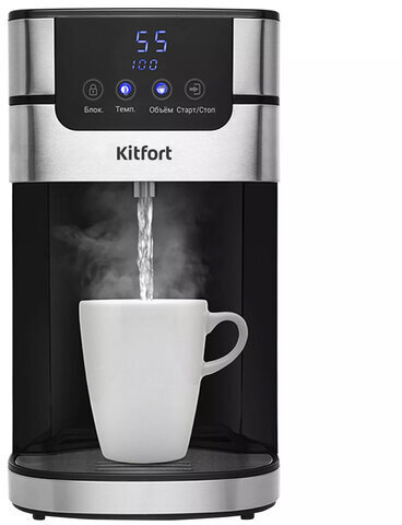Термопот на 4 литра, 1 режим подачи воды, KITFORT KT-2501, 2618 Вт, 5 температурных режимов, сталь, серебристый, КТ-2501