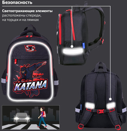 Рюкзак BRAUBERG FAVOUR, 2 отделения, 3 кармана, "Katana", 40х29х15 см, 271419