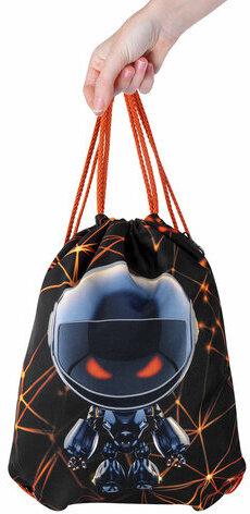 Мешок для обуви BRAUBERG PREMIUM, карман, подкладка, светоотражайка, 43х33 см, "UFO", 271622