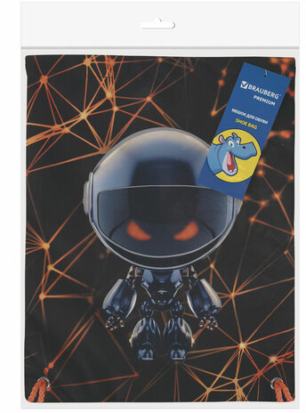 Мешок для обуви BRAUBERG PREMIUM, карман, подкладка, светоотражайка, 43х33 см, "UFO", 271622