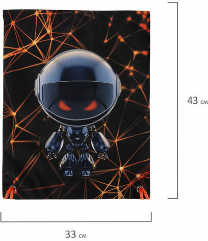 Мешок для обуви BRAUBERG PREMIUM, карман, подкладка, светоотражайка, 43х33 см, "UFO", 271622