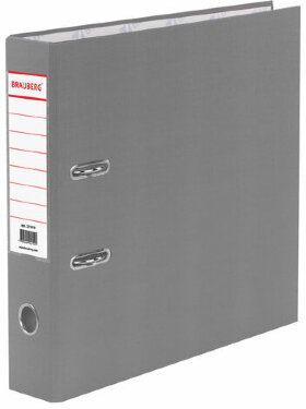 Папка-регистратор BRAUBERG с покрытием из ПВХ, 70 мм, серая (удвоенный срок службы), 221819