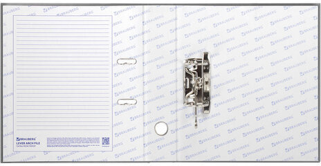 Папка-регистратор BRAUBERG с покрытием из ПВХ, 70 мм, серая (удвоенный срок службы), 221819