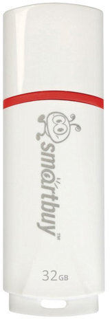 Флеш-диск 32 GB, SMARTBUY Crown, USB 2.0, белый, SB32GBCRW-W