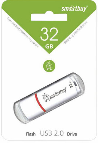 Флеш-диск 32 GB, SMARTBUY Crown, USB 2.0, белый, SB32GBCRW-W