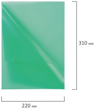 Папка-уголок BRAUBERG, зеленая, 0,10 мм, 223965