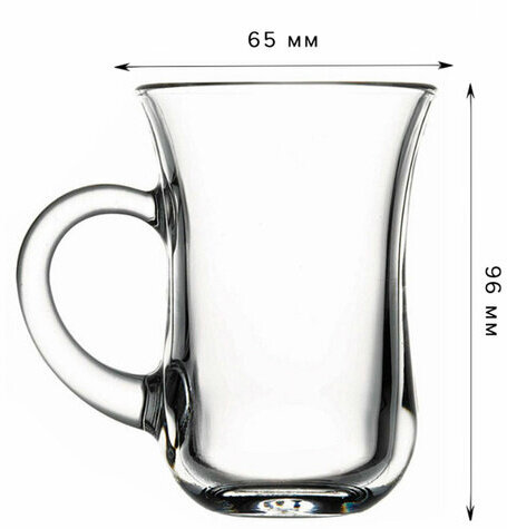 Кружка для чая с ручкой, 145 мл, КОМПЛЕКТ 6 штук, стекло, PASABAHCE "ЧАЙ И КОФЕ", 55411