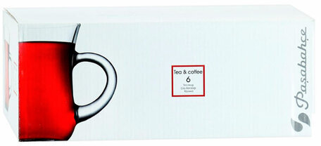 Кружка для чая с ручкой, 145 мл, КОМПЛЕКТ 6 штук, стекло, PASABAHCE "ЧАЙ И КОФЕ", 55411