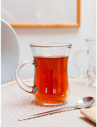 Кружка для чая с ручкой, 145 мл, КОМПЛЕКТ 6 штук, стекло, PASABAHCE "ЧАЙ И КОФЕ", 55411