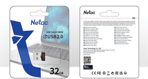 Флеш-диск 32 GB NETAC UM81, USB 2.0, черный, NT03UM81N-032G-20BK