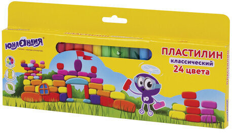 Пластилин классический ЮНЛАНДИЯ "ЮНЛАНДИК-АРХИТЕКТОР", 24 цвета, 480 г, ВЫСШЕЕ КАЧЕСТВО, 105031
