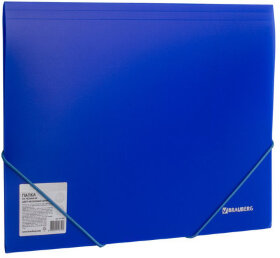 Папка на резинках BRAUBERG &quot;Neon&quot;, неоновая, синяя, до 300 листов, 0,5 мм, 227463