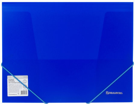 Папка на резинках BRAUBERG "Neon", неоновая, синяя, до 300 листов, 0,5 мм, 227463