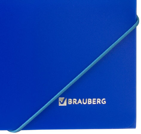 Папка на резинках BRAUBERG "Neon", неоновая, синяя, до 300 листов, 0,5 мм, 227463