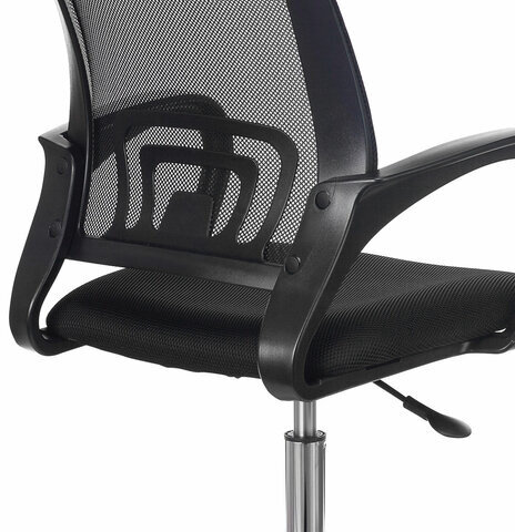 Кресло BRABIX "Fly MG-396", с подлокотниками, сетка, хром, черное, 532086