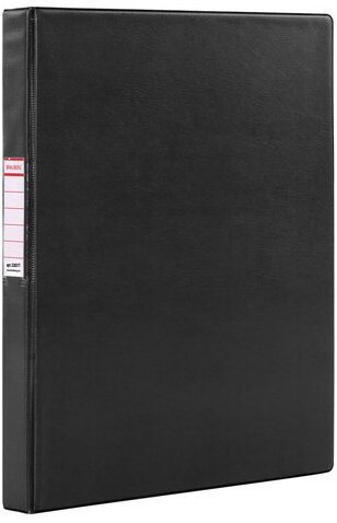 Папка на 2 кольцах BRAUBERG, картон/ПВХ, 35 мм, черная, до 180 листов (удвоенный срок службы), 228377
