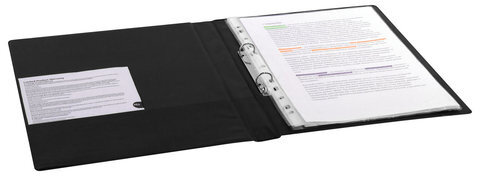 Папка на 2 кольцах BRAUBERG, картон/ПВХ, 35 мм, черная, до 180 листов (удвоенный срок службы), 228377